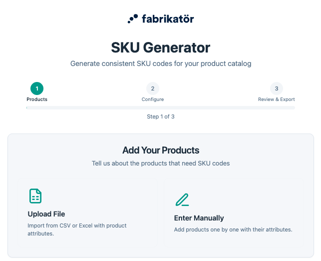 Add Products via CSV Upload or Manual Entry
