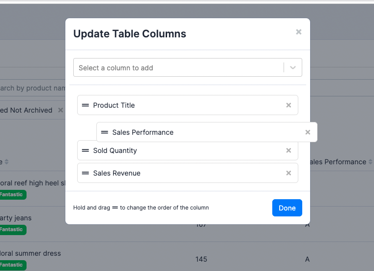 Update Table Columns