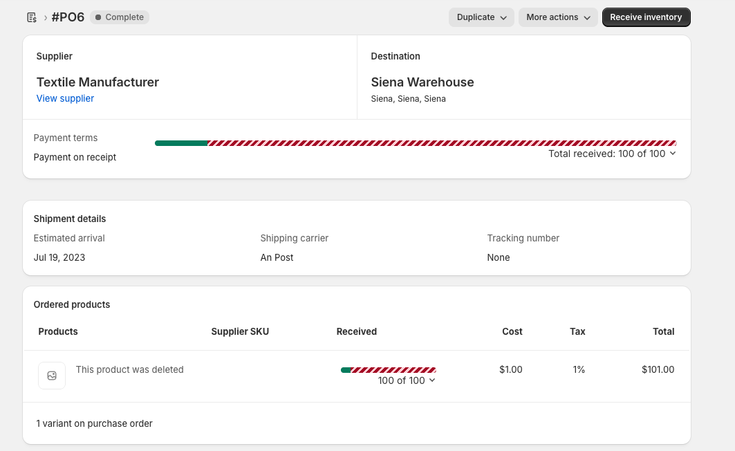 Inventory Shopify App
