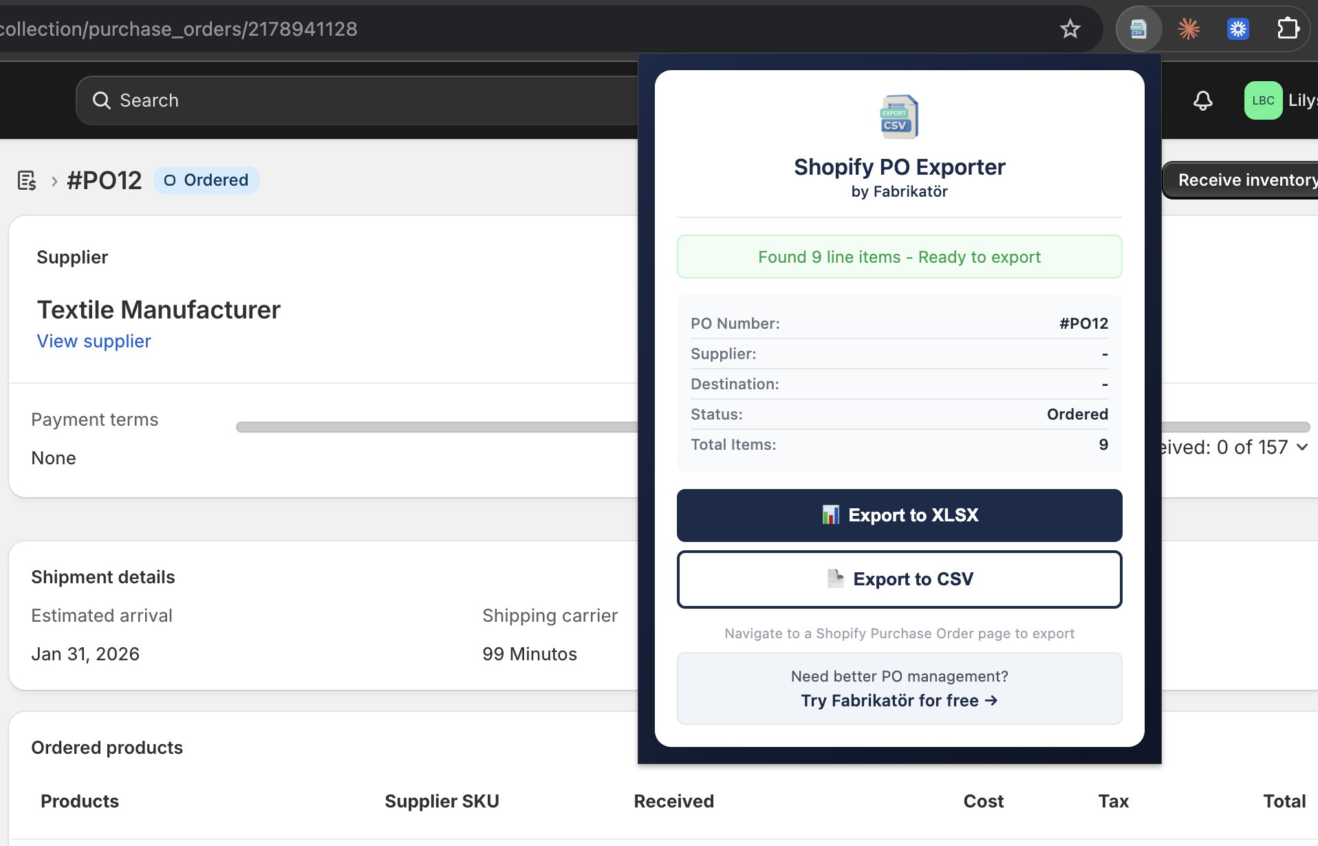 Purchase Order Automation Shopify App