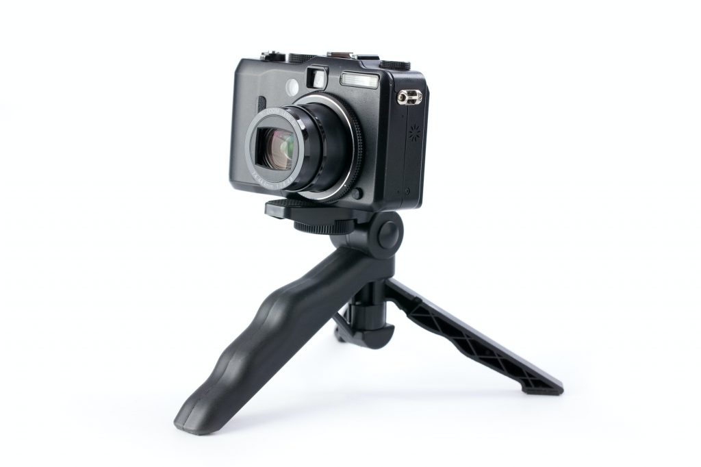 digital camera on tripod