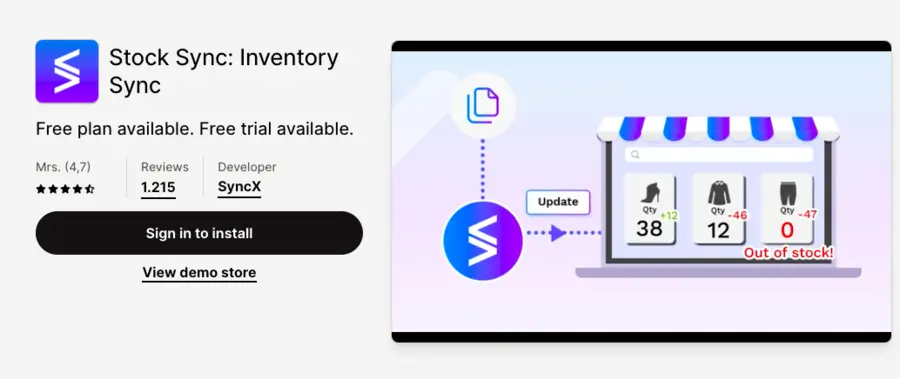 Shopify store image of Stock Sync.