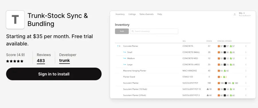 Shopify store image of Trunk app.