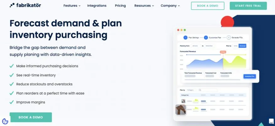 Fabrikatör Inventory Planner's forecasting screen.