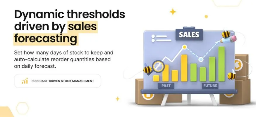 Bee Low Stock Alert & Forecast App's sales forecasting screen.