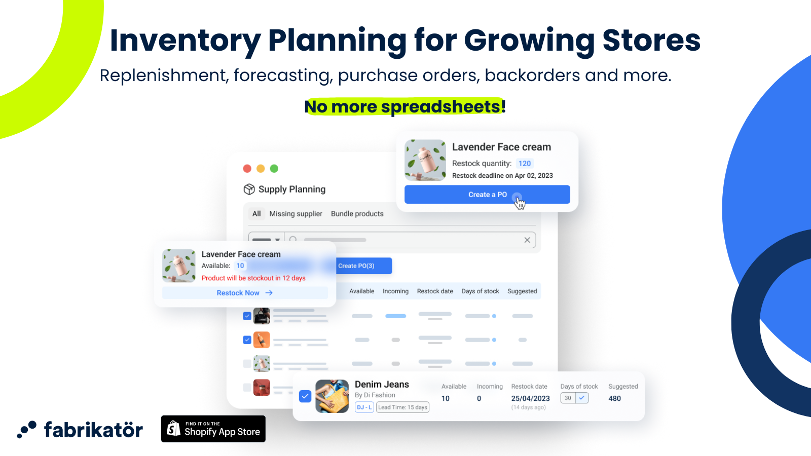 Shopify Inventory Forecasting and Management App, Fabrikatör