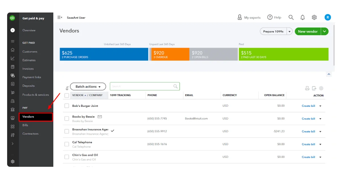 quickbooks-vendors